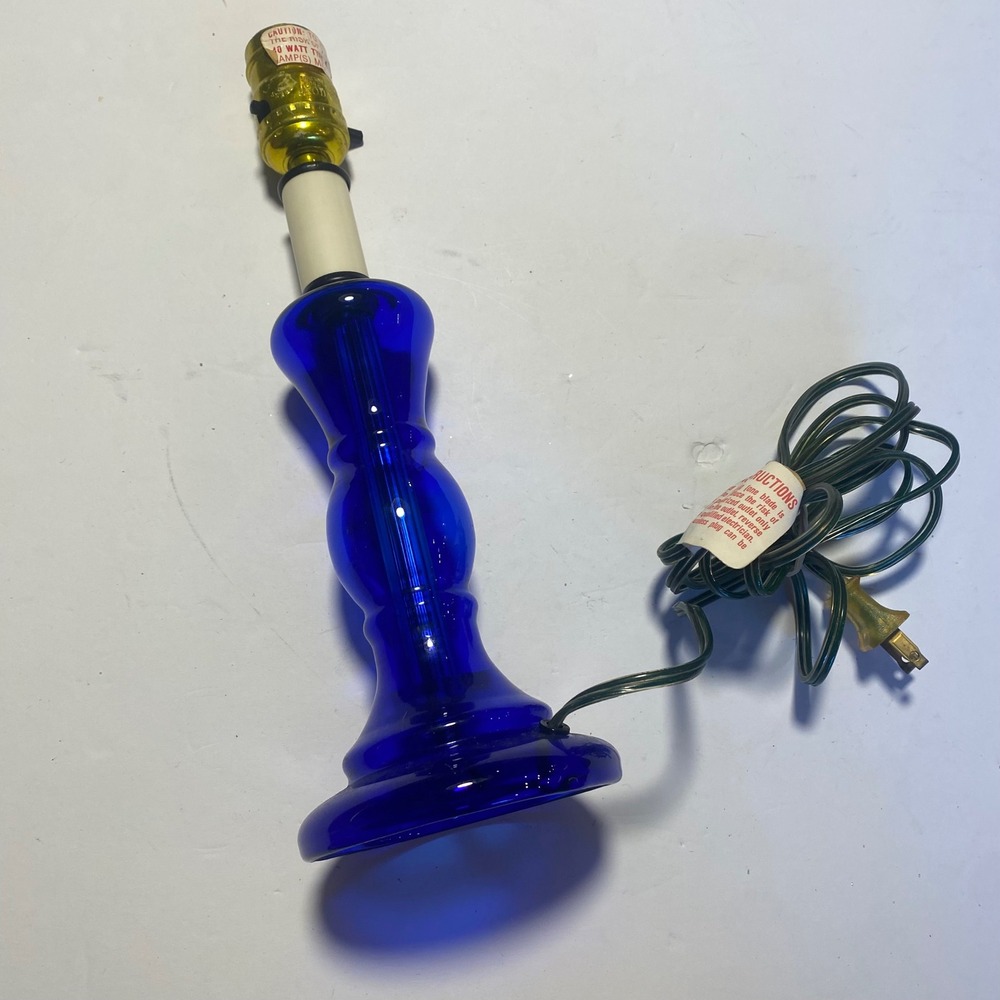 Table Lamp Base Home 12.5in Cobalt Blue Excellent Glass Baluster